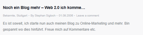 First blog post from 2006 — „Web 2.0, here I come…